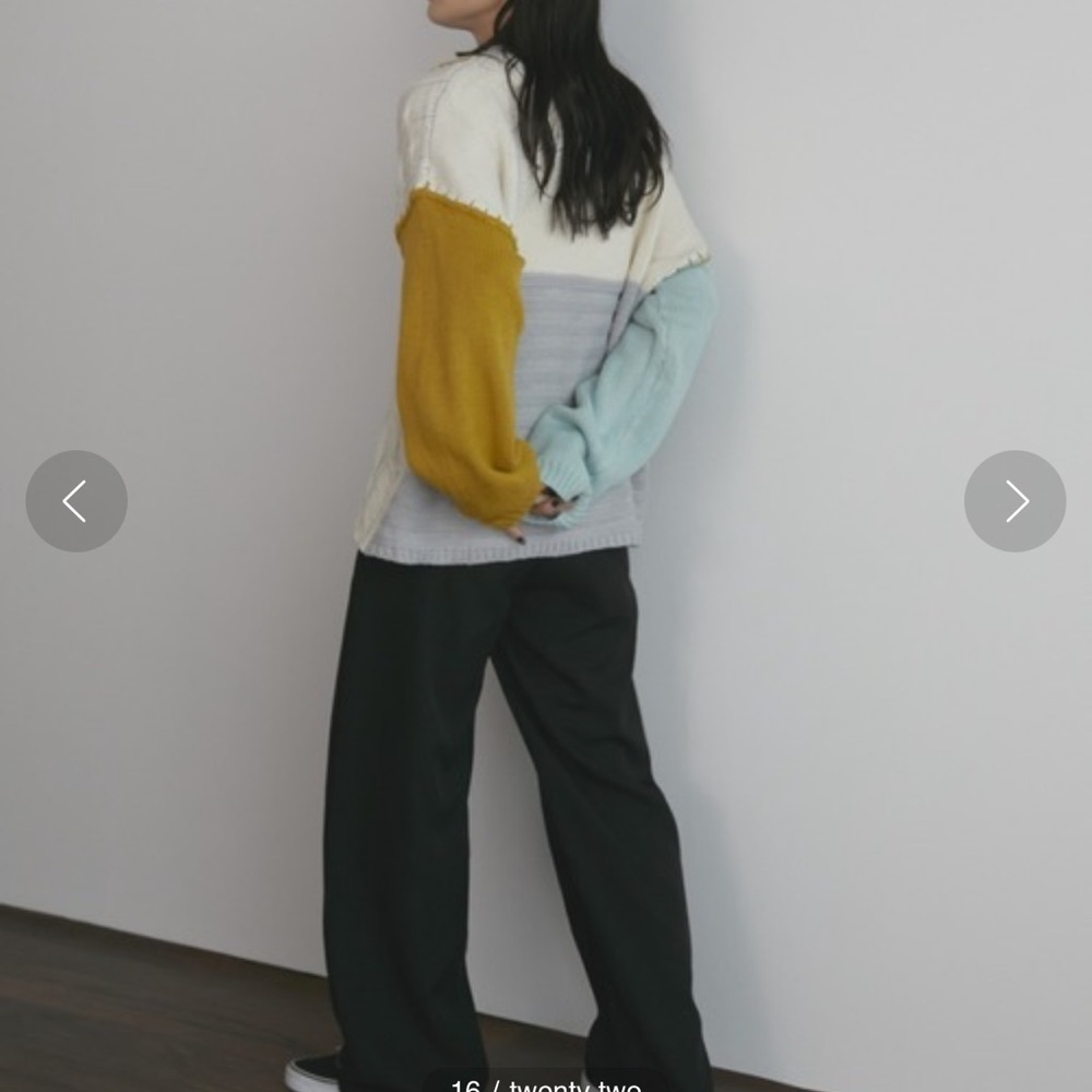 MERLOT Random Stitch Loose Knit color block sweater one size purchased in Japan - Picture 12 of 15